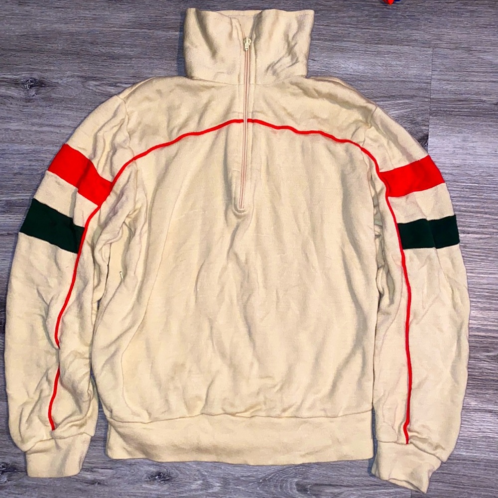 Vintage green and orange track sweater